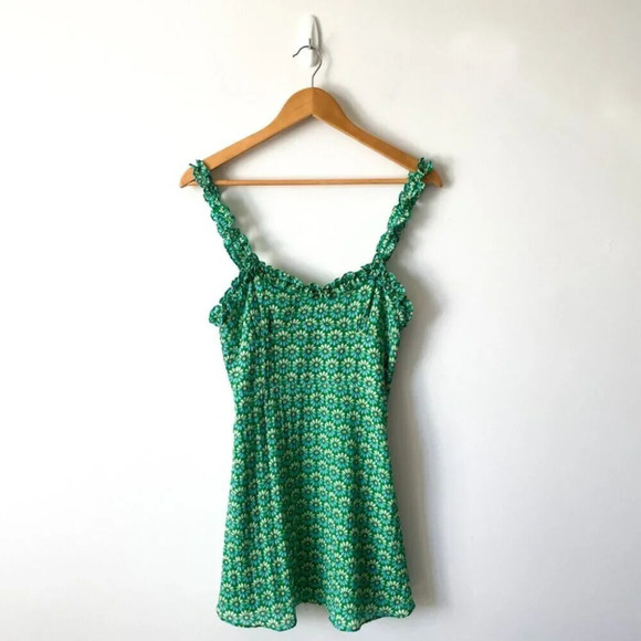 Zara Green Floral Mini Dress - Picture 4 of 8